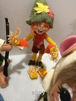 Annalee 12 Thanksgiving / Fall pilgrim turkey collectible doll Lot 6 Pc Vintage