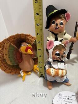Annalee 12 Thanksgiving / Fall pilgrim turkey collectible doll Lot 6 Pc Vintage