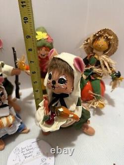 Annalee 12 Thanksgiving / Fall pilgrim turkey collectible doll Lot 6 Pc Vintage