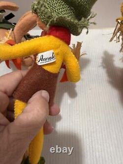 Annalee 12 Thanksgiving / Fall pilgrim turkey collectible doll Lot 6 Pc Vintage