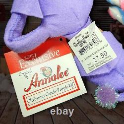 Annalee Christmas Doll Purple Candy Elf with Candy Cane Pastel 12 Inch RARE 2013