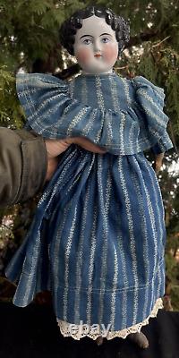 Antique 1850s-1880s A. W. Fr Kister 22.5 German China Doll Cloth Body MUST SEE