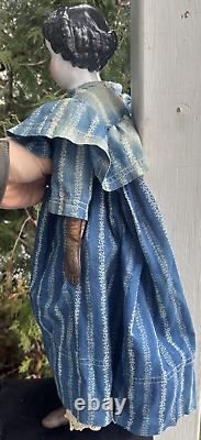 Antique 1850s-1880s A. W. Fr Kister 22.5 German China Doll Cloth Body MUST SEE