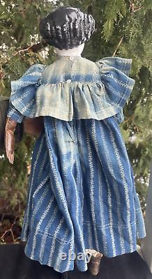 Antique 1850s-1880s A. W. Fr Kister 22.5 German China Doll Cloth Body MUST SEE