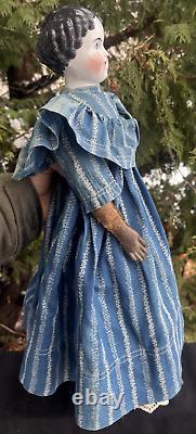 Antique 1850s-1880s A. W. Fr Kister 22.5 German China Doll Cloth Body MUST SEE