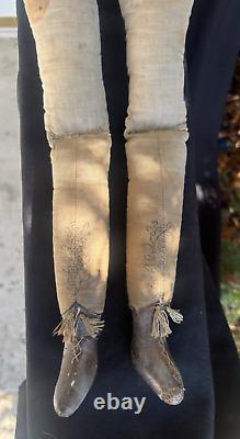 Antique 1850s-1880s A. W. Fr Kister 22.5 German China Doll Cloth Body MUST SEE