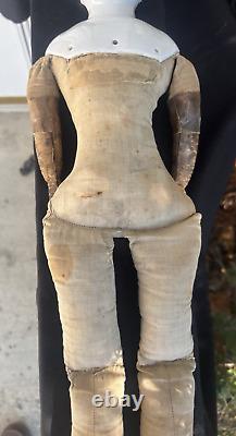 Antique 1850s-1880s A. W. Fr Kister 22.5 German China Doll Cloth Body MUST SEE
