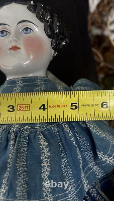 Antique 1850s-1880s A. W. Fr Kister 22.5 German China Doll Cloth Body MUST SEE