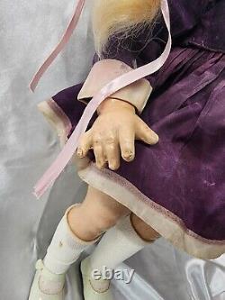 Antique 18 American Composition doll purple antique outfit