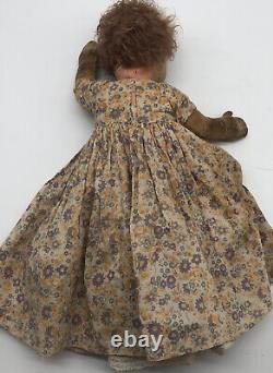Antique 1920 Bambina Hygienio Toys Chad Valley felt doll glass Blue Eyes 14