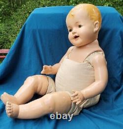 Antique 1920's-30's Era Effanbee Lovums Composition & Cloth Baby Doll 26 Tall
