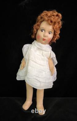 Antique 1930s French Painted Cloth Doll 15.5 Raynal Style Original Clothes