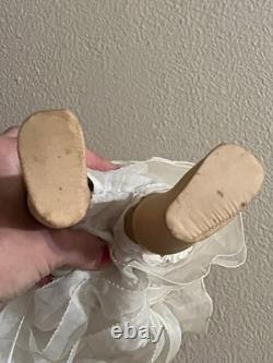 Antique 1930s French Painted Cloth Doll 15.5 Raynal Style Original Clothes