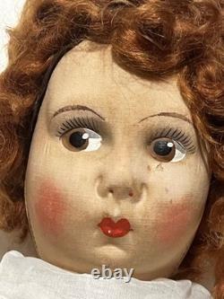 Antique 1930s French Painted Cloth Doll 15.5 Raynal Style Original Clothes
