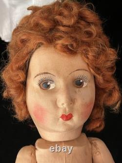 Antique 1930s French Painted Cloth Doll 15.5 Raynal Style Original Clothes