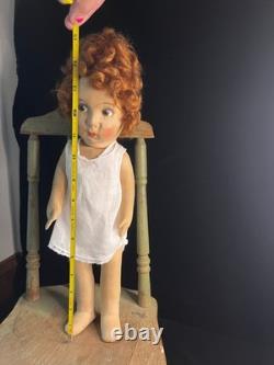 Antique 1930s French Painted Cloth Doll 15.5 Raynal Style Original Clothes