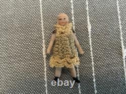 Antique Bisque Jointed FROZEN CHARLOTTE DOLL. 1 3/4. All Original. RARE