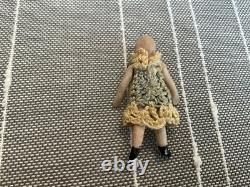 Antique Bisque Jointed FROZEN CHARLOTTE DOLL. 1 3/4. All Original. RARE