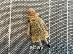 Antique Bisque Jointed FROZEN CHARLOTTE DOLL. 1 3/4. All Original. RARE