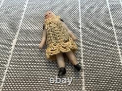Antique Bisque Jointed FROZEN CHARLOTTE DOLL. 1 3/4. All Original. RARE