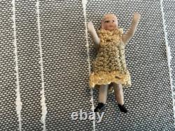 Antique Bisque Jointed FROZEN CHARLOTTE DOLL. 1 3/4. All Original. RARE
