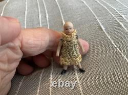 Antique Bisque Jointed FROZEN CHARLOTTE DOLL. 1 3/4. All Original. RARE