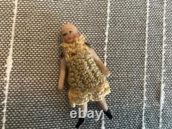 Antique Bisque Jointed FROZEN CHARLOTTE DOLL. 1 3/4. All Original. RARE