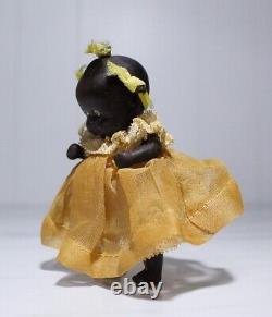 Antique Bisque Porcelain Black Ebony Baby Doll Laced Miniature Doll