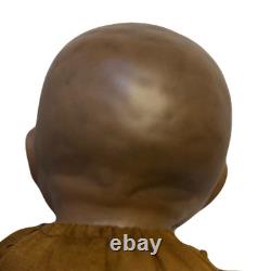 Antique Black African Baby Bisque Porcelain Head & Hands Brown Cloth Body Doll