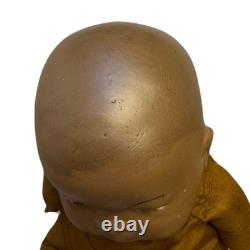 Antique Black African Baby Bisque Porcelain Head & Hands Brown Cloth Body Doll