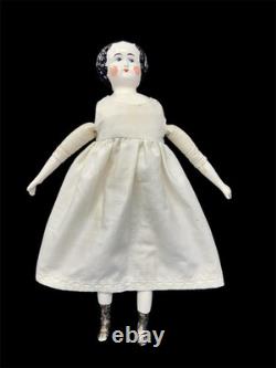 Antique China Head Doll Porcelain Cloth Body Victorian Style Doll Vintage