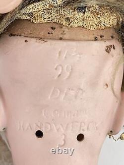 Antique German 11 1/2 DEP HANDWERCK 3 Bisque Head Doll 22 Large Tall Mold # 99