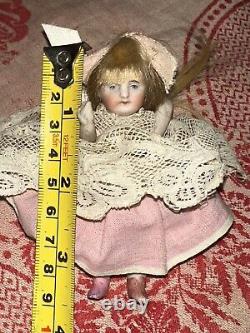 Antique German All Bisque Pin Jointed Dollhouse Doll