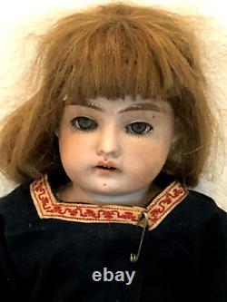 Antique German Armand Marseille Darling 18 Bisque Head Leather Straw Body Doll