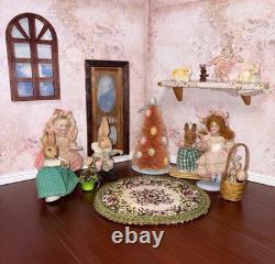 Antique German Bisque Dolls 8091 0½B Dollhouse Scene Bunnies
