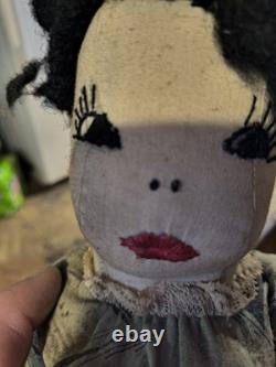 Antique Late 1800s German Doll 18 Leather Jointed Body, Sleepy Eyes, Clothing