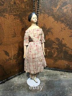 Antique Paper Mache Milliners Model Doll Great Hairstyle Outfit Stunning Rare