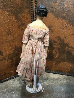 Antique Paper Mache Milliners Model Doll Great Hairstyle Outfit Stunning Rare