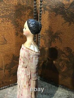 Antique Paper Mache Milliners Model Doll Great Hairstyle Outfit Stunning Rare