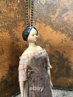 Antique Paper Mache Milliners Model Doll Great Hairstyle Outfit Stunning Rare