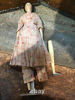 Antique Paper Mache Milliners Model Doll Great Hairstyle Outfit Stunning Rare