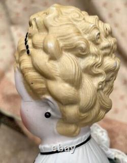 Antique Parian Doll 21 Empress Augusta, Molded Bodice, Cross, Head 5 1/2 Tall
