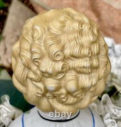 Antique Parian Doll 21 Empress Augusta, Molded Bodice, Cross, Head 5 1/2 Tall