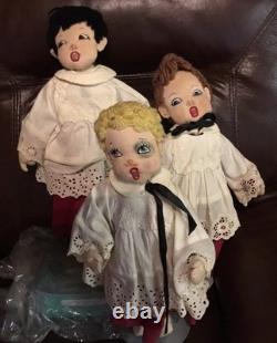 Antq/Vntg Artist RowdyChoir Boy Rag Dolls/ 1938 Norman Rockwell Magazine Pic