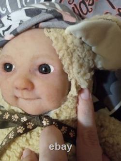 Authentic, Handmade Silicone Cuddle Reborn Baby Teddy Bear, Realistic Face, OOAK
