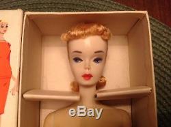 Awesome Vintage Blond #3 Barbie Original Ponytail Set Tm Box Stand Rare #2 Body