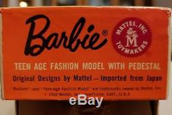 BARBIE 1962 VINTAGE RARE REDHEAD SWIRL PONYTAIL MINT WithWRIST TAG BOX & STAND