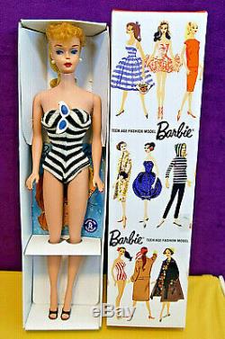 BEAUTY 1961 #5 Vintage Barbie Blonde PT S/S Booklet Glasses Stand Repro Box BIN