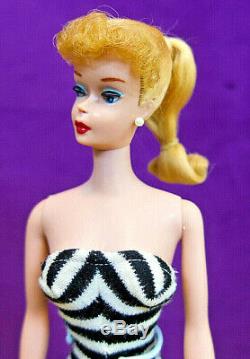 BEAUTY 1961 #5 Vintage Barbie Blonde PT S/S Booklet Glasses Stand Repro Box BIN