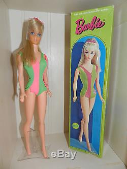 Barbie 1971 Blonde Standard Straight Leg Doll HTF Center Eye A/O Box Liner SS